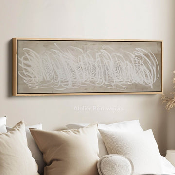 Abstract White Panoramic Large Framed Wall Decor - Atelier Printworks