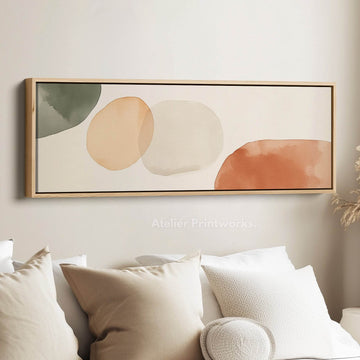 Beige & Green Abstract Panoramic Large Framed Wall Decor - Atelier Printworks
