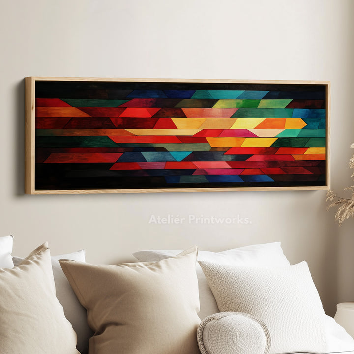 Colorful Geometric Panoramic Large Framed Wall Decor - H0230