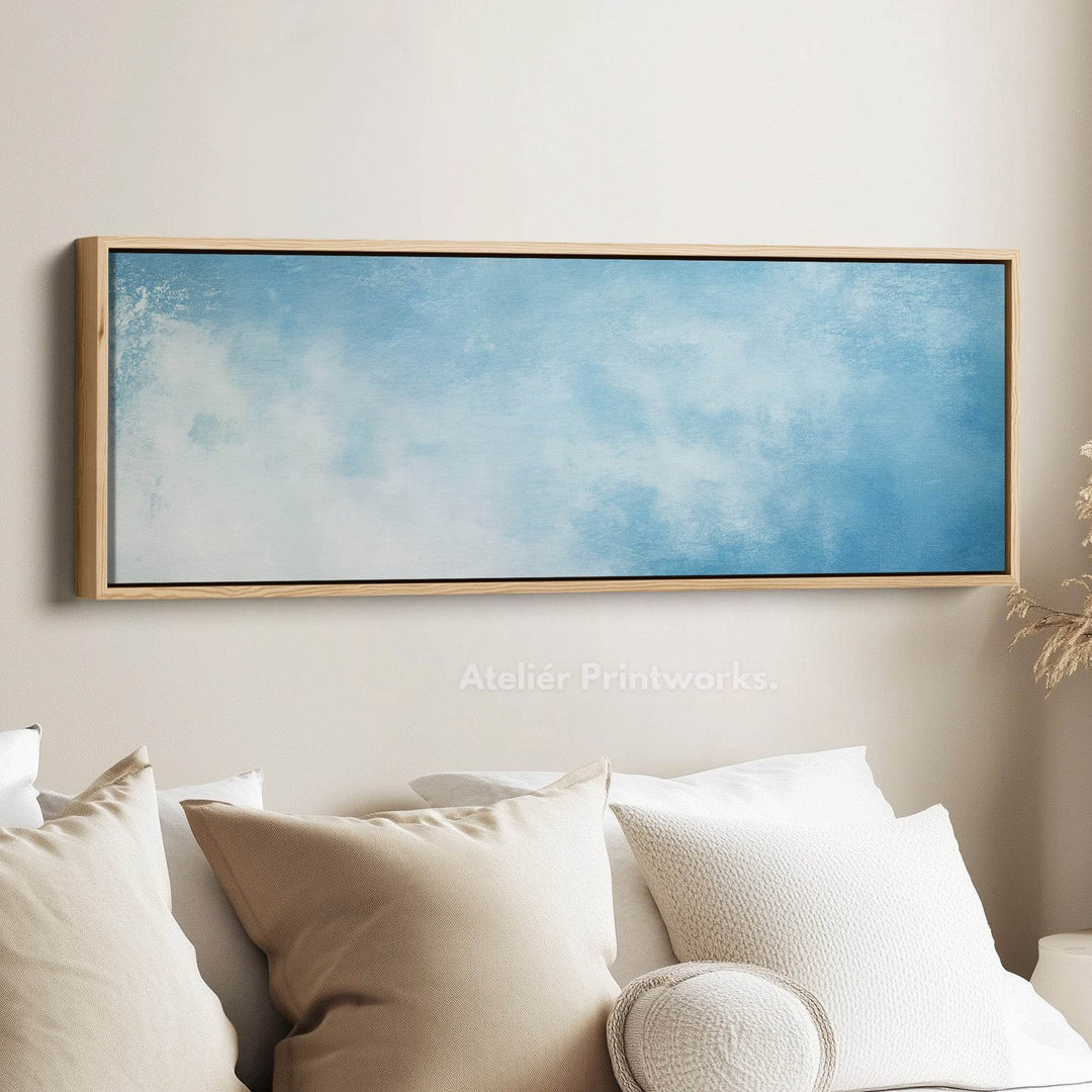 Minimalist Light Blue Long Horizontal Wall Art Panoramic Wall