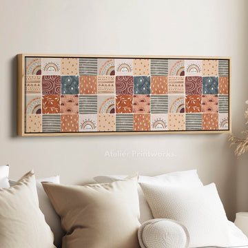 Horizontal Wall Art Muted Boho Pattern - Atelier Printworks