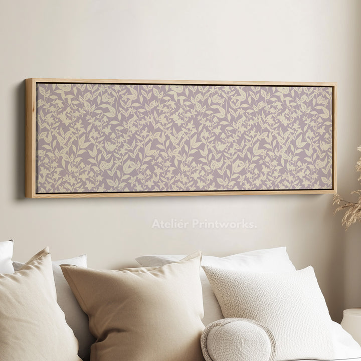 Cottagecore Beige & Lavender Floral Narrow Long Wall Art - H0290