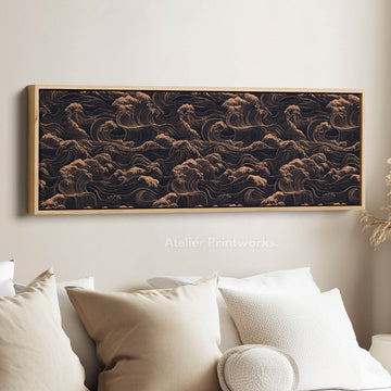 Japanese Waves Long Horizontal Wall Art - Atelier Printworks