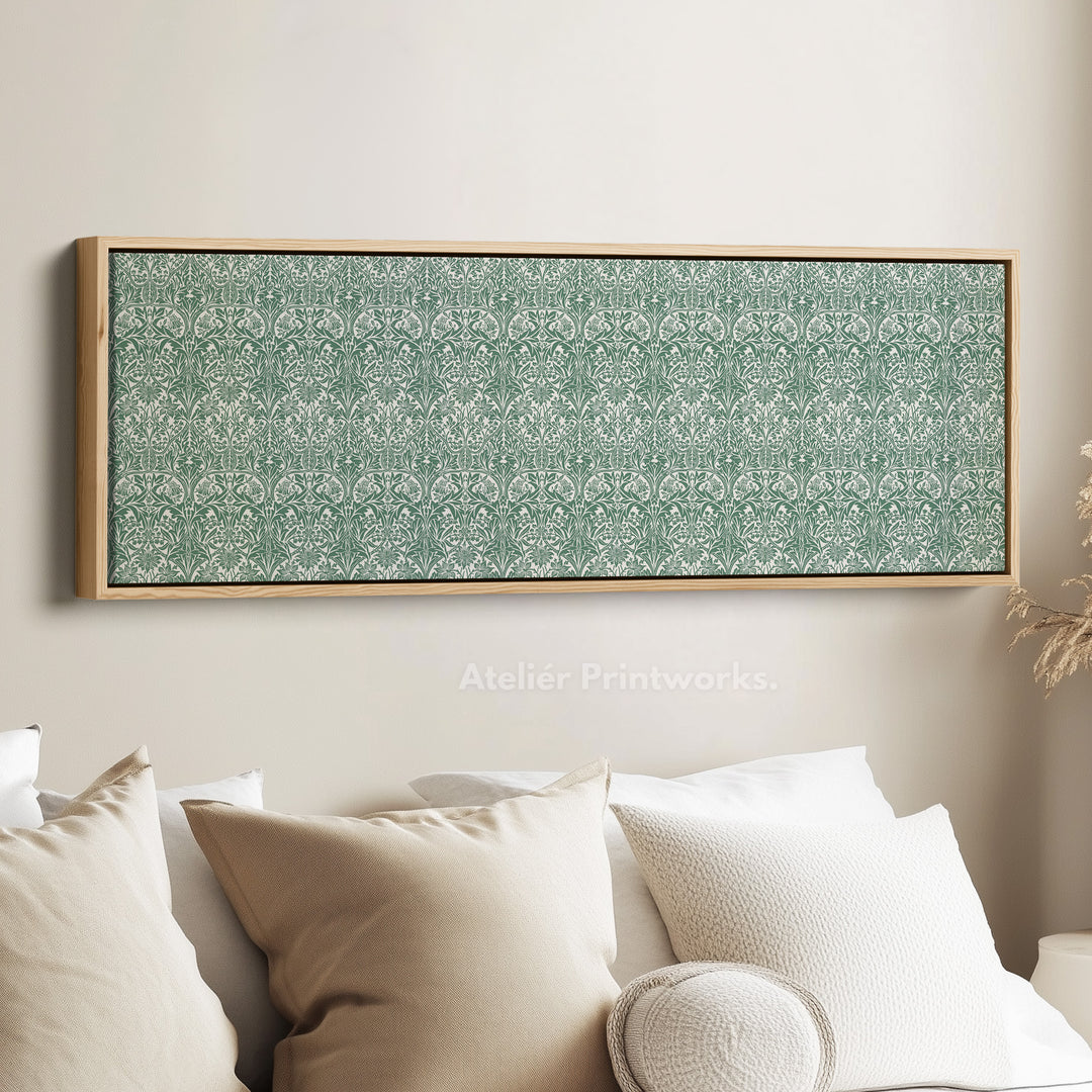 Panoramic Wall Art Green & White William Morris - H0342