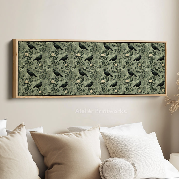 Long Narrow Wall Art Vintage Crow - H0349