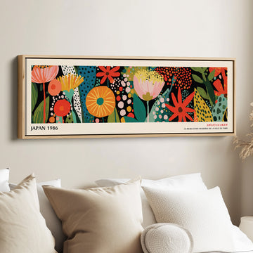 Yayoi Kusama Panoramawandkunst Gepunkteter Bergsonnenaufgang Breite Leinwand Für Wohnzimmer