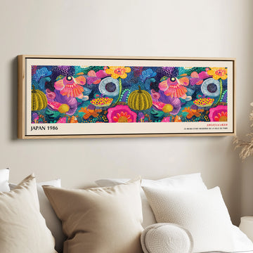 Yayoi Kusama Art mural large Fleurs colorées pointillées Longue œuvre murale pour chambre
