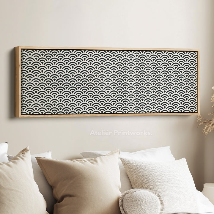 Horizontal Wall Art Black & White Japandi Waves - H0286