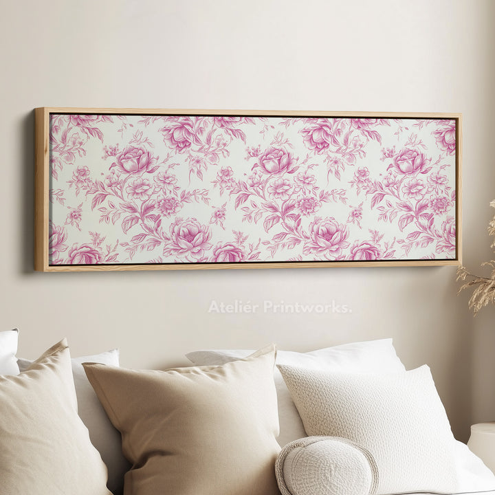 Above Bed Wall Decor Vintage Pink Floral Wall Art - H0258