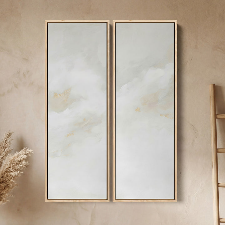 Oversized Diptych Wall Art Soft Abstract Clouds Bedroom