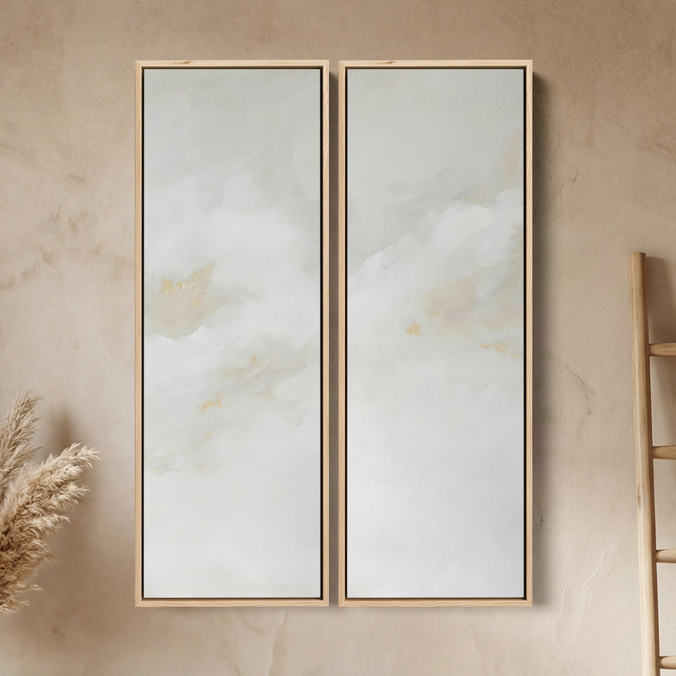 Oversized Diptych Wall Art Soft Abstract Clouds Bedroom