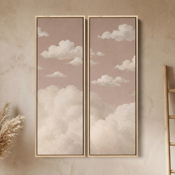 Set Of 2 Wall Art Floating Clouds Living Room