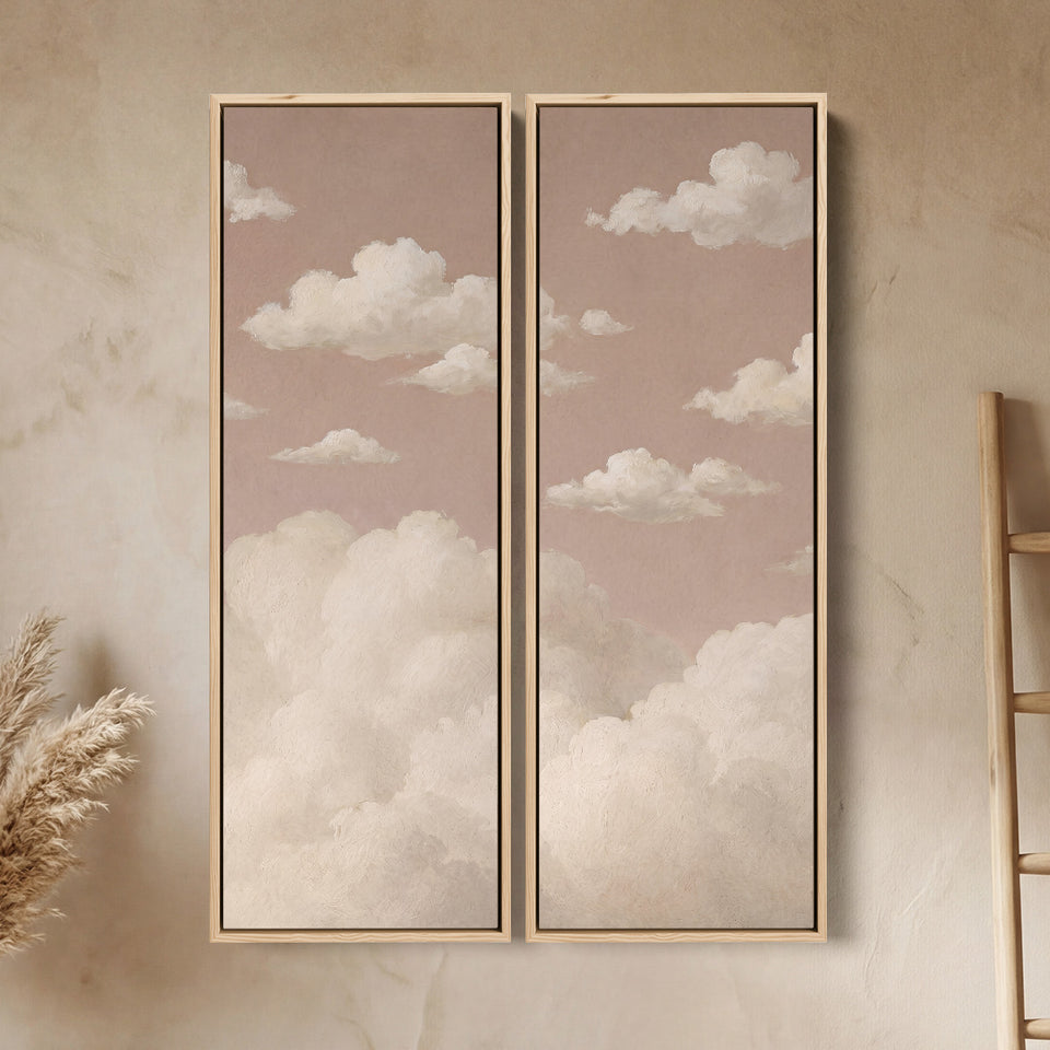 Set Of 2 Wall Art Floating Clouds Living Room