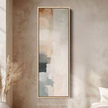 Long Narrow Neutral Abstract Vertical Wall Decor - Atelier Printworks