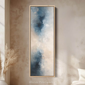 Long Narrow Vertical Blue Abstract Wall Art - Atelier Printworks