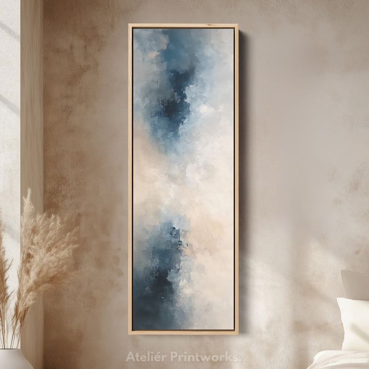 Long Narrow Vertical Blue Abstract Wall Art - V0040