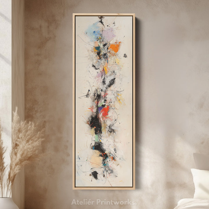 Long Narrow Vertical Colourful Abstract Large Canvas Wall Art - V0042