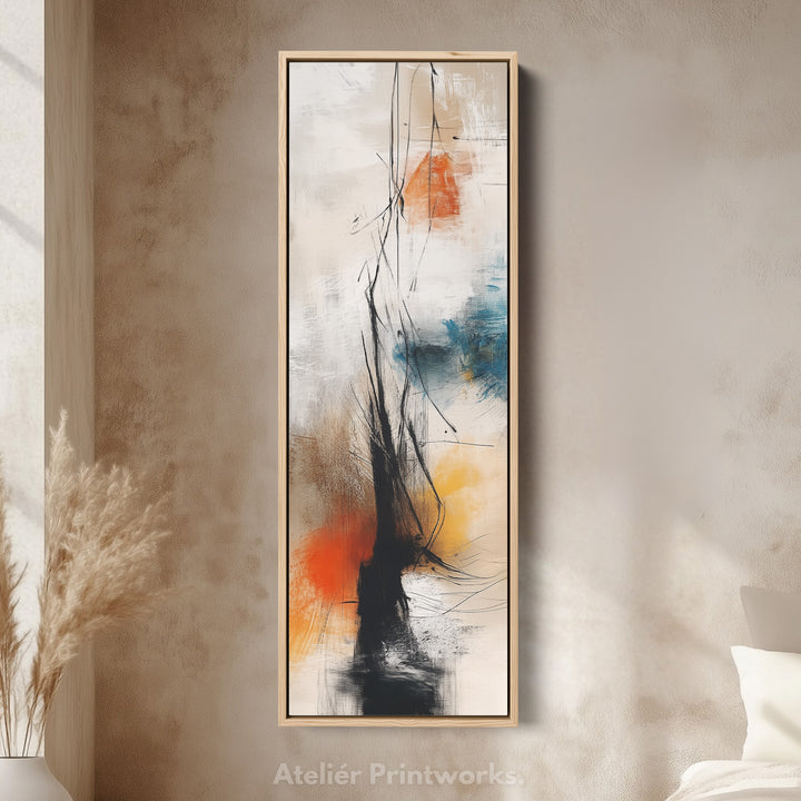 Vertical Large Canvas Wall Art Long Narrow Colourful Abstract - V0043