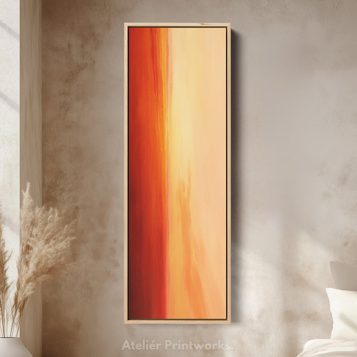 Red & Orange Abstract Skinny Tall Vertical Large Canvas Wall Art - V0051