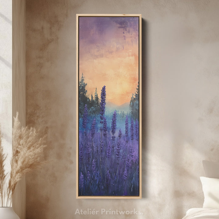 Large Frame Wall Decor - Lavender Long Narrow Vertical Wall Art - V0052