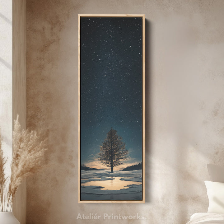 Night Sky Large Frame Wall Decor Long Narrow Vertical Wall Art - V0053