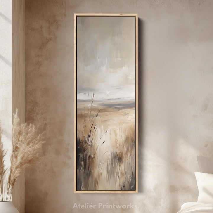 Beige Abstract Large Canvas Wall Decor - Vertical Long Narrow Wall Art - V0055