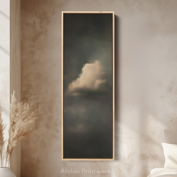 Dramatic Cloud Large Canvas Framed Wall Art Long Vertical Wall Decor - V0085