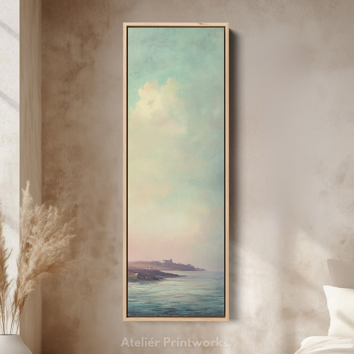 Vintage Sea Large Framed Canvas Long Vertical Narrow Wall Decor - V0095