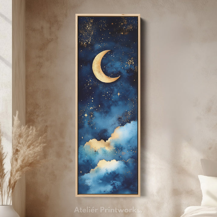 Starry Night Sky Wall Art Long Skinny Narrow Canvas Wall Art - V0096