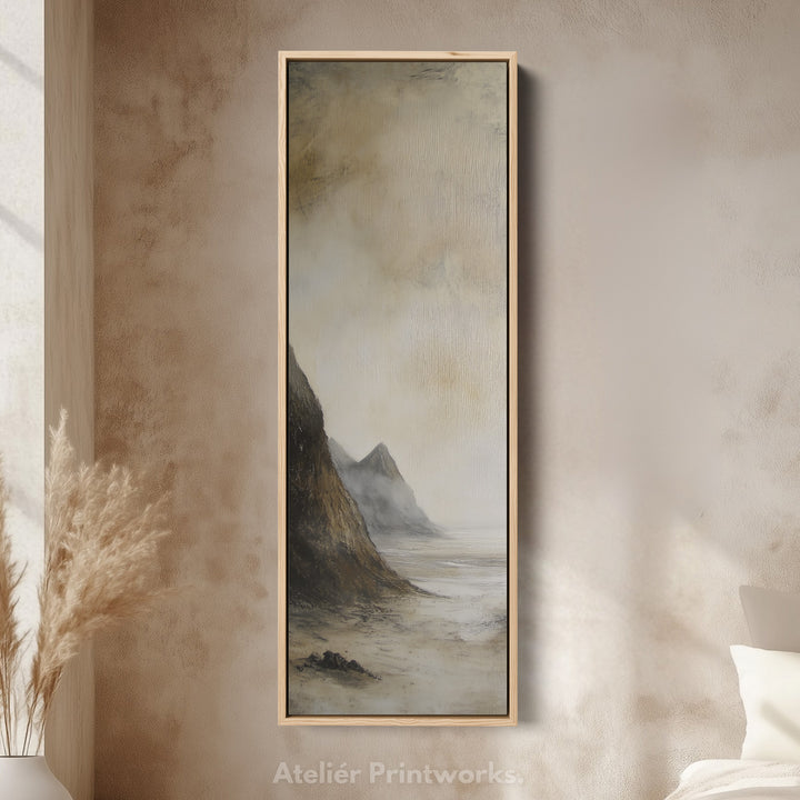 Vintage Coastal Wall Art Large Framed Vertical Tall Narrow Wall Decor - V0101
