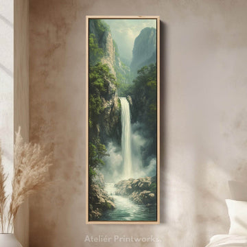 Long Narrow Vertical Large Canvas Wall Decor Waterfall - Atelier Printworks