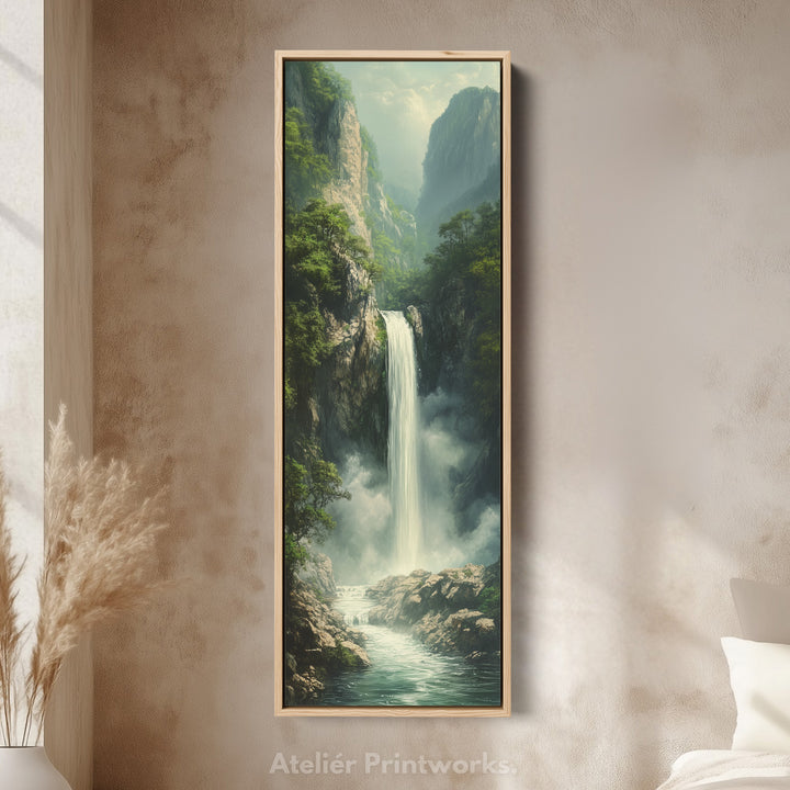Long Narrow Vertical Large Canvas Wall Decor Waterfall - V0105