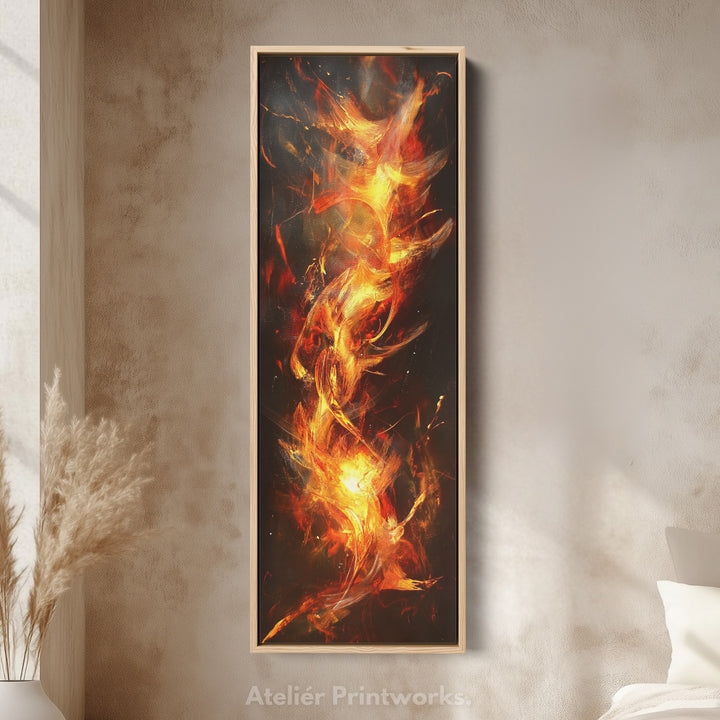 Abstract Flames Long Narrow Vertical Large Canvas Wall Decor - V0106