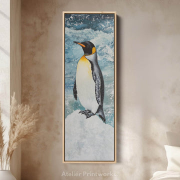 Emperor Penguin Long Narrow Vertical Large Canvas Wall Decor - Atelier Printworks