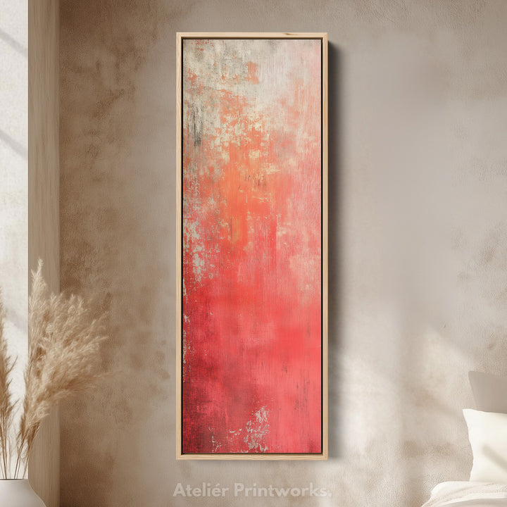 Abstract Red Vertical Tall Wall Art Large Framed Canvas - V0116