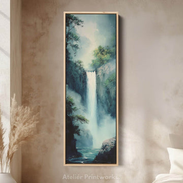 Waterfall Vertical Tall Wall Art Large Framed Canvas - Atelier Printworks