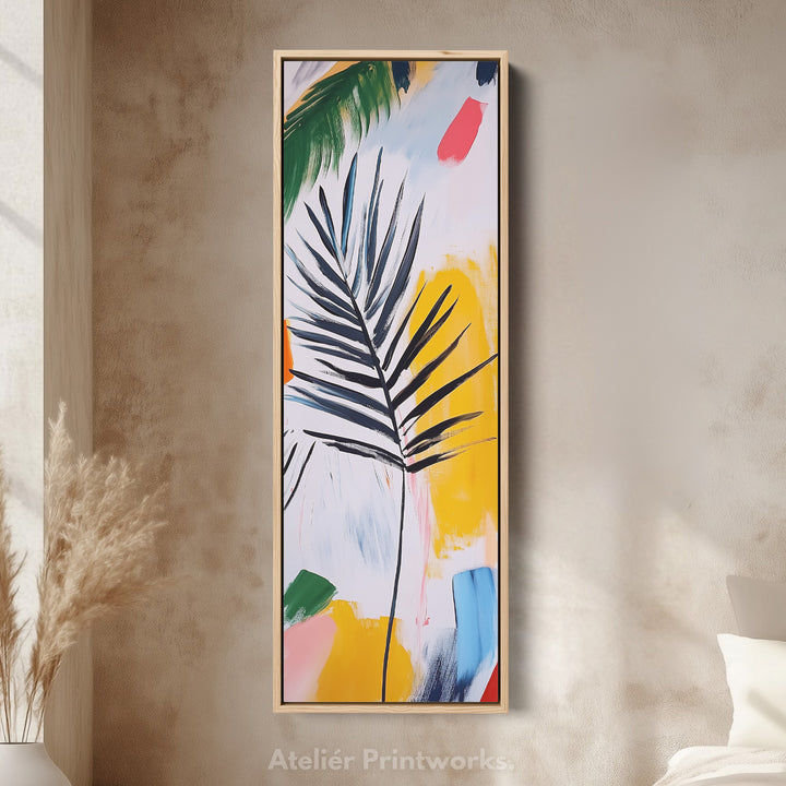 Abstract Leaf Vertical Wall Art - Tall Long Narrow Vertical Wall Decor - V0123