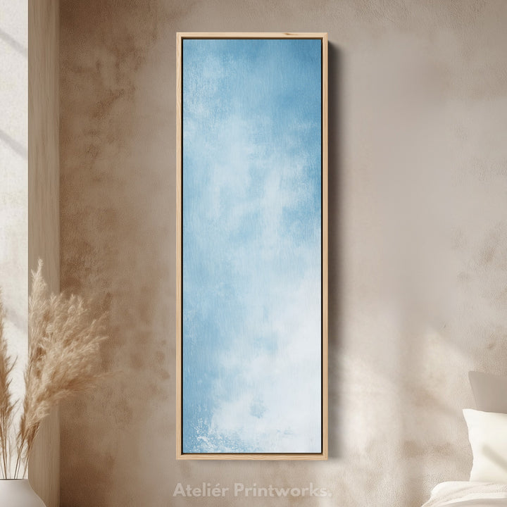 Light Blue Abstract Bedroom Decor Vertical Wall Art - Tall Long Narrow Vertical - V0132