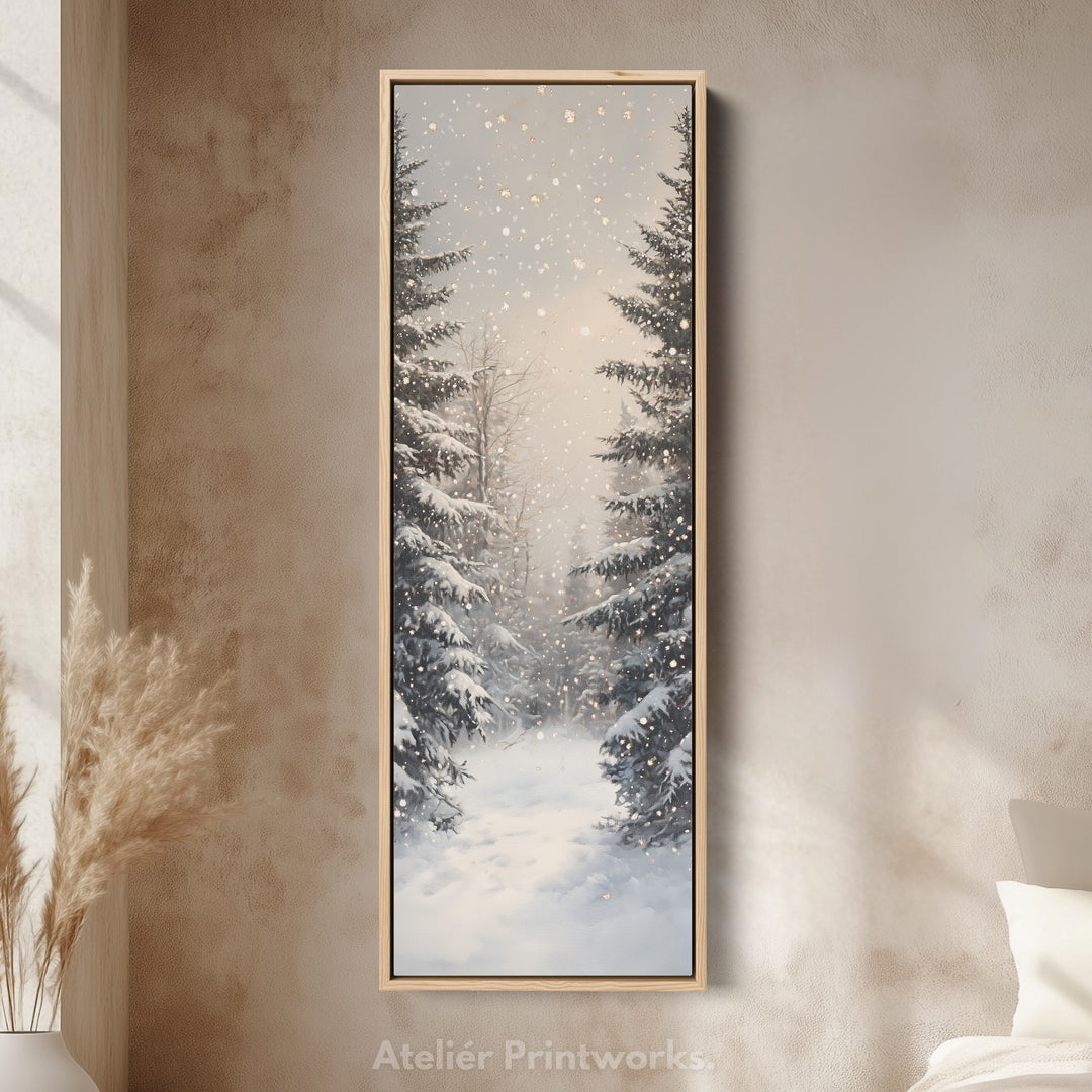 Winter Landscape Long Narrow Vertical Wall Art Large Canvas Wall Decor - V0135