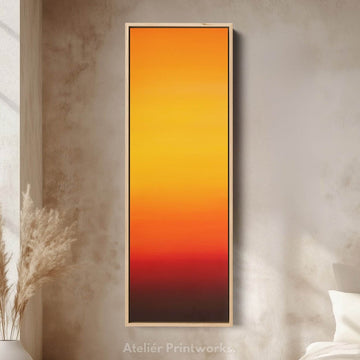 Minimalist Orange Living Room Decor Vertical Wall Art - Tall Long Narrow Vertical - Atelier Printworks