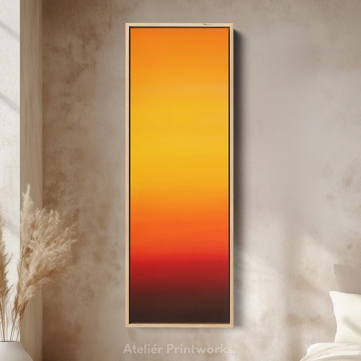 Minimalist Orange Living Room Decor Vertical Wall Art - Tall Long Narrow Vertical - V0145