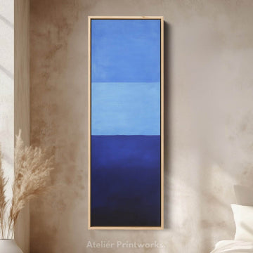 Minimalist Blue Living Room Decor Vertical Wall Art - Tall Long Narrow Vertical - Atelier Printworks