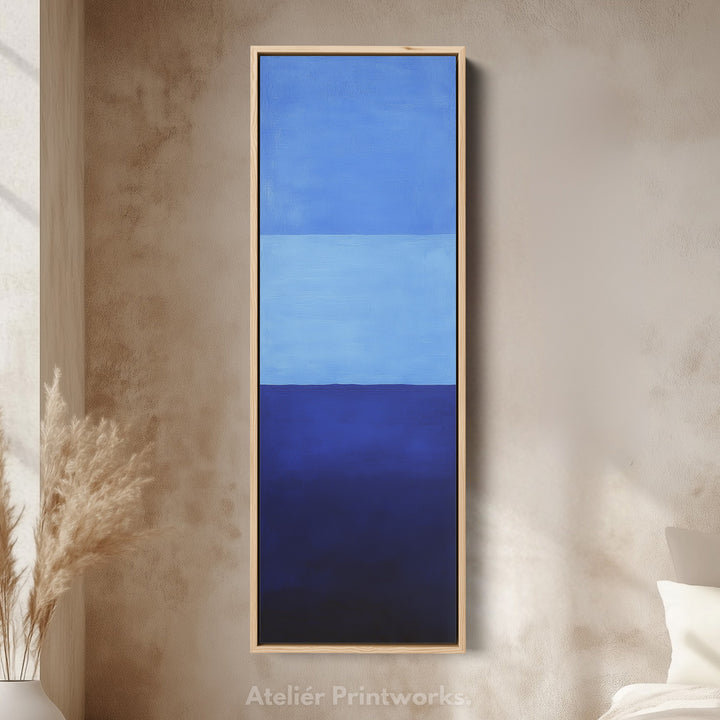 Minimalist Blue Living Room Decor Vertical Wall Art - Tall Long Narrow Vertical - V0146
