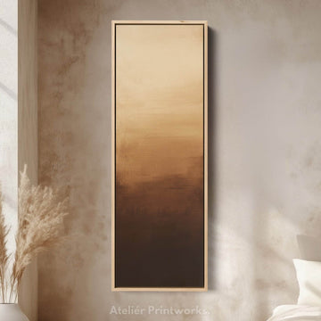 Abstract Brown Living Room Decor Vertical Wall Art - Tall Long Narrow Vertical - Atelier Printworks