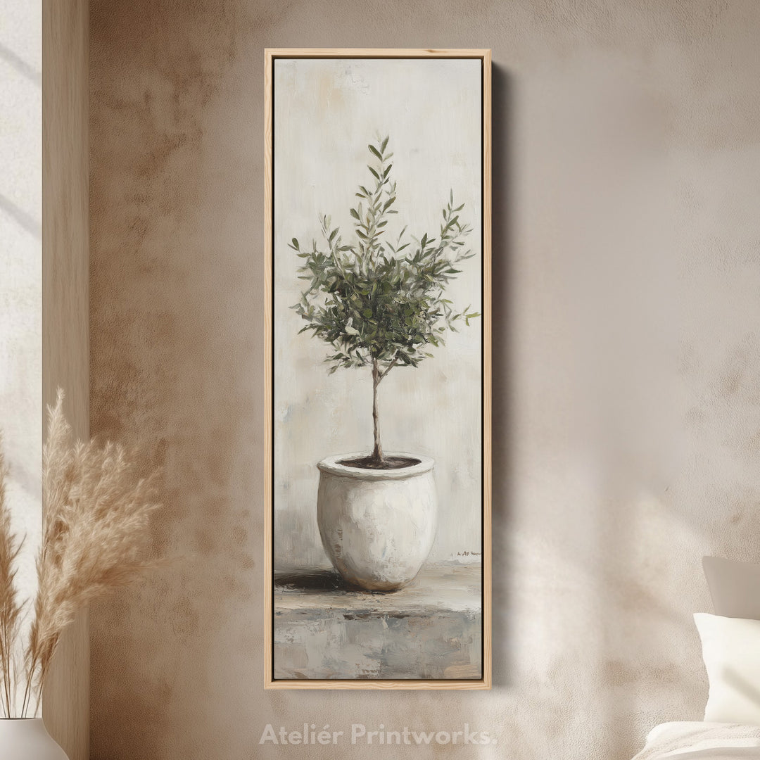 Rustic Olive Tree Long Narrow Vertical Wall Art Canvas - V0153