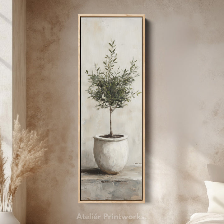 Rustic Olive Tree Long Narrow Vertical Wall Art Canvas - V0153