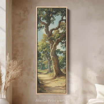 English Woodland Framed Narrow Canvas Wall Art For Living Room - Atelier Printworks