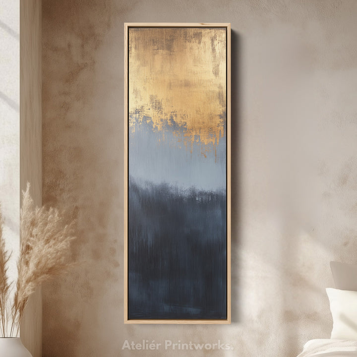 Abstract Gold & Blue Long Vertical Wall Decor - V0171