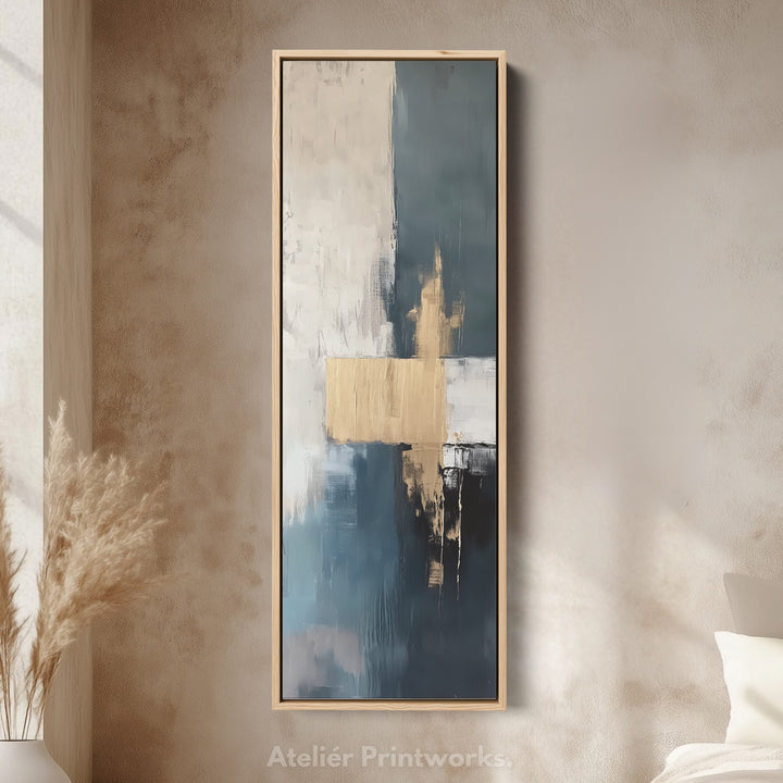 Minimalist Abstract Gold Long Vertical Wall Art - V0174