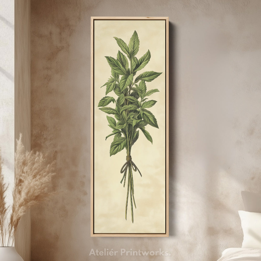 Kitchen Wall Art Long Vertical Framed Canvas Decor Mint - V0190